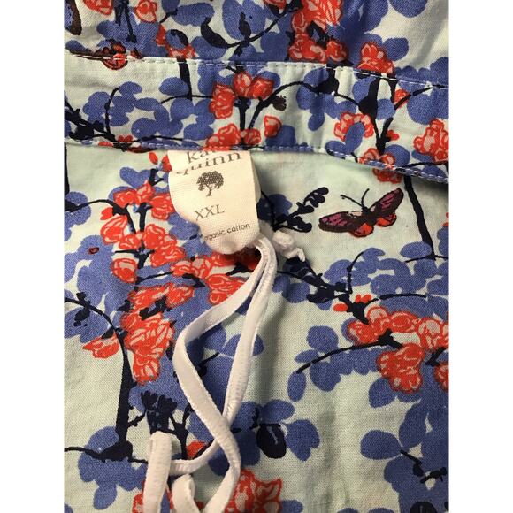 Kate Quinn Girls Cotton Button up Floral Ruffle Top Sz.XXL/ Women Med Blue NWOT - Picture 11 of 12